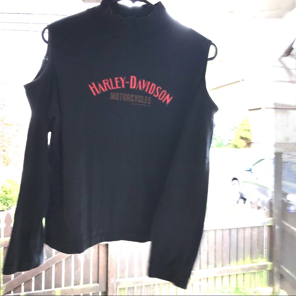 Vintage Harley Davidson black low turtle neck Tshirt long sleeved - Picture 9 of 13